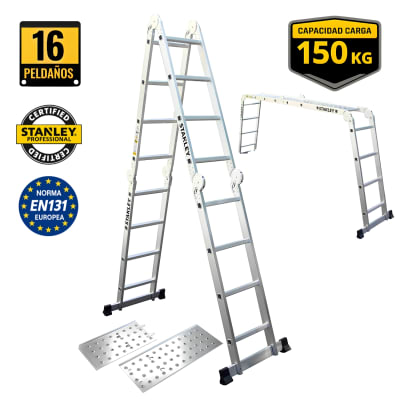 Escalera multiposicion 16 peldaños Stanley