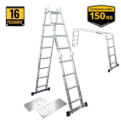Escalera multiposicion 16 peldaños Stanley1