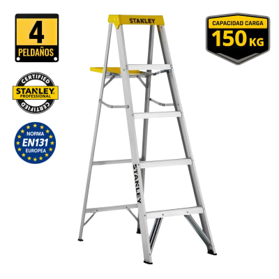Escalera tipo tijera de aluminio 4 peldaños Stanley