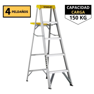 Escalera tipo tijera de aluminio 4 peldaños Stanley1
