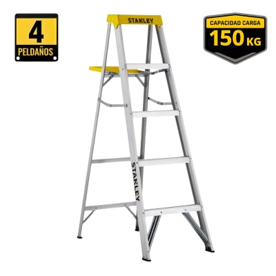 Escalera tipo tijera de aluminio 4 peldaños Stanley1
