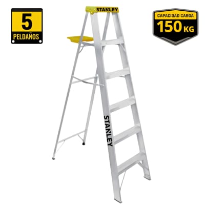 Escalera tipo tijera de aluminio 5 peldaños Stanley1