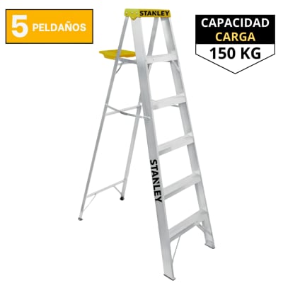 Escalera tipo tijera de aluminio 5 peldaños Stanley1
