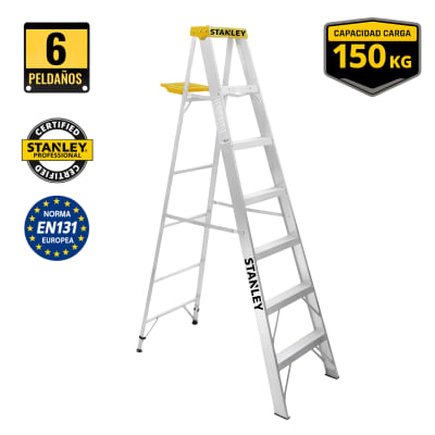 Escalera tipo tijera de aluminio 6 peldaños Stanley