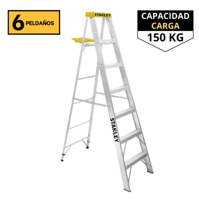 Escalera tipo tijera de aluminio 6 peldaños Stanley1