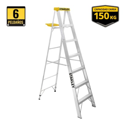 Escalera tipo tijera de aluminio 6 peldaños Stanley1
