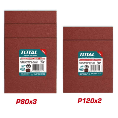 Set de Lijas 145x114mm 3xP80 2x120 5pcs Total1