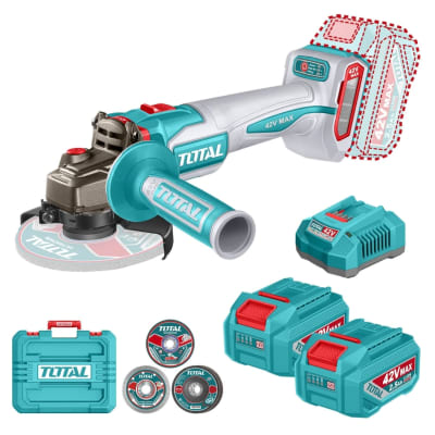 Amolador Inalambrica 1280W 4-1/2'' + 2 Batería y Cargador 42v Total