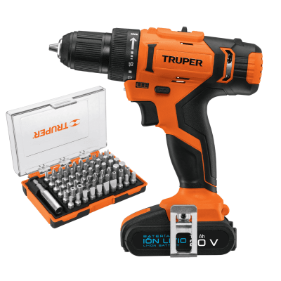 Taladro inalambrico 3/8 12v + juego de 100 puntas Truper