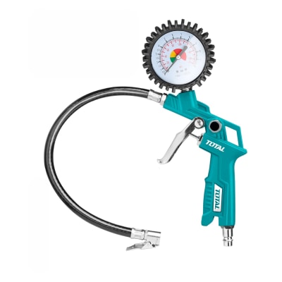 Pistola infladora de llanta con manómetro 12bar Total
