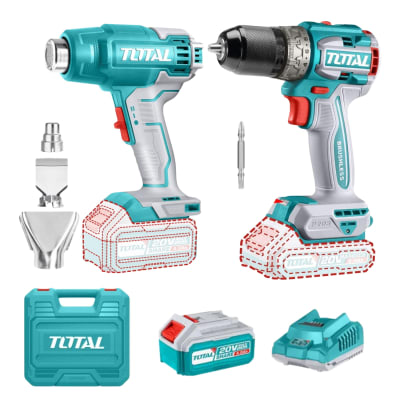 Taladro atornillador 60nm + Pistola de calor 20v Total1