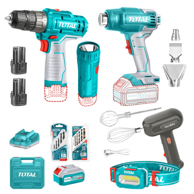 Pistola de calor 20v + Taladro 12v Total1