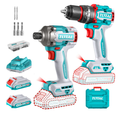 Combo taladro percutor 66nm + atornillador de impacto 285nm Total