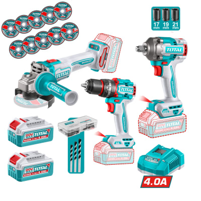 Combo Taladro percutor + Amoladora + Llave de impacto Total1