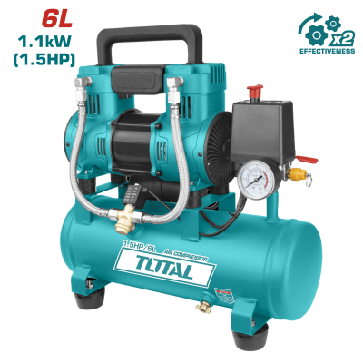 Compresora de aire silenciosa 6 litros Total