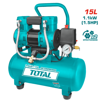 Compresora de aire silenciosa 15 litros Total