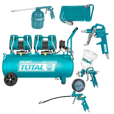 Compresora de Aire Silenciosa 100 Litros + Kit compresora 5pcs Total