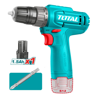 Taladro Atornillador 12v 20nm + Batería tipo C + Punta dual Total1
