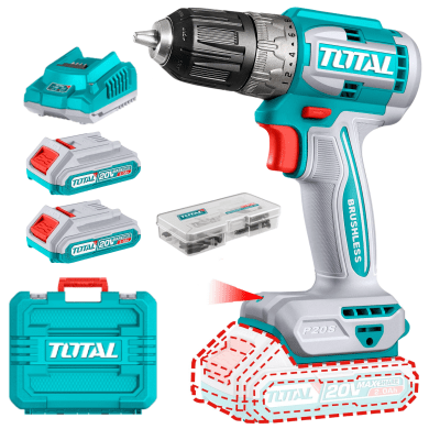 Taladro atornillador 52nm + 2 baterías 2ah y cargador Total