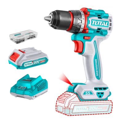 Taladro Atornillador 55nm 20v incluye batería y cargador Total
