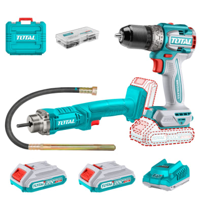 Taladro atornillador 60nm + vibrador de concreto Total1