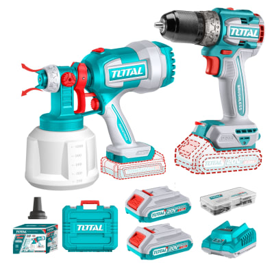 Taladro atornillador 60nm + pistola para pintar 20v Total