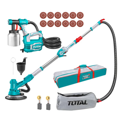 Lijadora de Pared y Techo 1050w+ Pistola de Pintar 550w Aluminio Total1