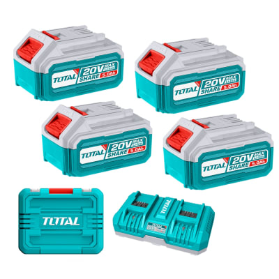 Combo 4 baterias 5ah + cargador doble Total1