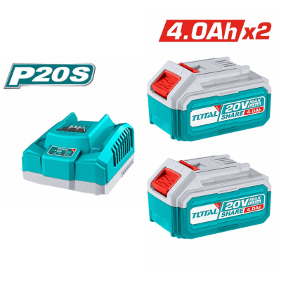 Combo bateria 2 x 4.0 AH li-ion + cargador 20V Total1