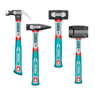 Set de Martillos : Uña 16oz + Mecanico 500g + Albanil 100g + Goma 16oz Total1