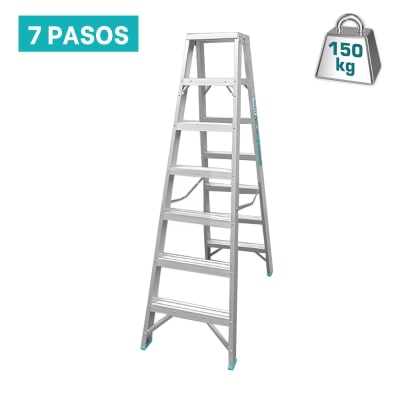 Escalera tijera doble acceso 7 peldaños soporta 150Kg Total1