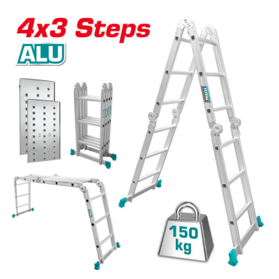 Escalera multiposicion 12 peldaños incluye plataformas Total1