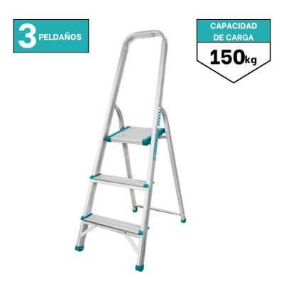 Escalera tubular 3 peldaños soporta 150 kg Total