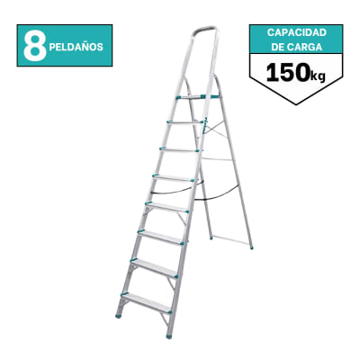 Escalera tubular 8 peldaños soporta 150kg Total