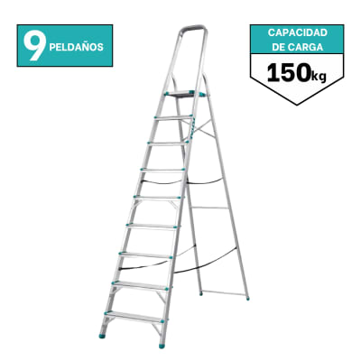 Escalera tubular 9 peldaños soporta 150kg Total
