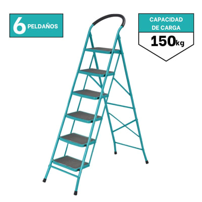 Escalera Tubular de Acero 6 Peldaños Soporta 150kg Total1
