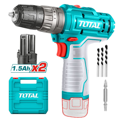 Taladro Percutor 20nm + 2 Baterías tipo C 12v + Accesorios Total1