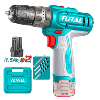 Taladro Percutor 20nm + 2 Baterías tipo C 12v + Accesorio Total1