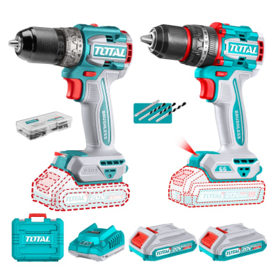 Taladro percutor 66nm + Taladro atornillador 60nm Total1