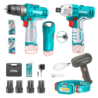 Taladro + Atornillador de impacto + linterna Total1