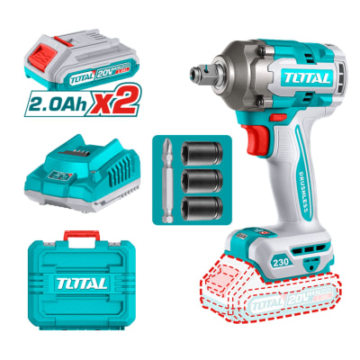 Llave/Destornillador de Impacto 1/2'' 230nm +2 baterias y Cargador 20v Total1