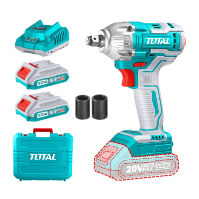 Llave de impacto 300nm incluye 2 baterías Total1