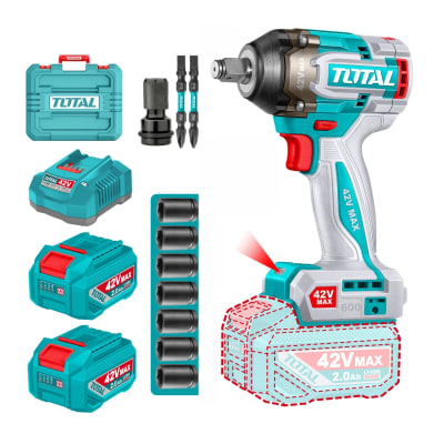 Llave de Impacto 1/2'' 600Nm + 2 Batería y Cargador 42v Total