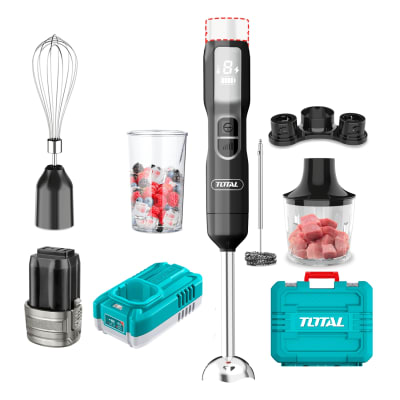 Set de Batidora + Accesorios + Bateria y Cargador 16v Total