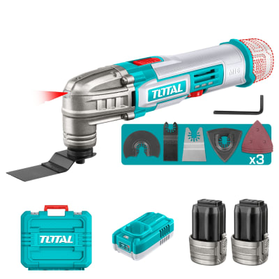 Herramientas Multifuncional con Accesorios + 2 Baterias y Cargador 16v Total1