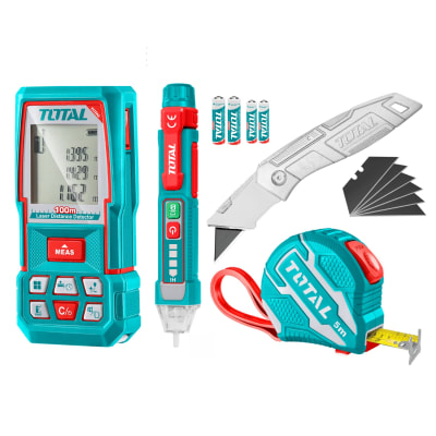 Medidor laser 100M + detector + navaja y wincha Total