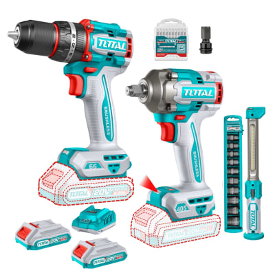 Taladro Percutor 66nm + llave de impacto 405nm y dados Total