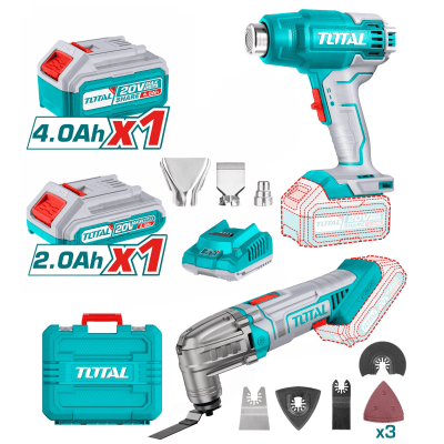Combo pistola de calor 20v + herramienta multifunción 20v Total