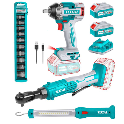 Como Llave de Impacto 500nm + Ratchet + Lampara + Total1