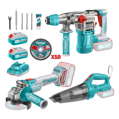 Combo Rotomartillo + Amoladora + Aspiradora industrial Total1
